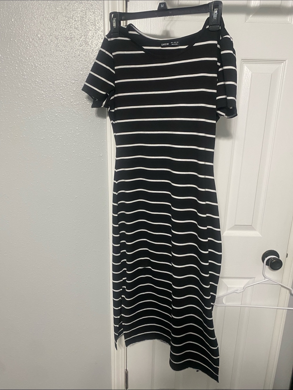 SHEIN Black and White Stripe Midi Dress